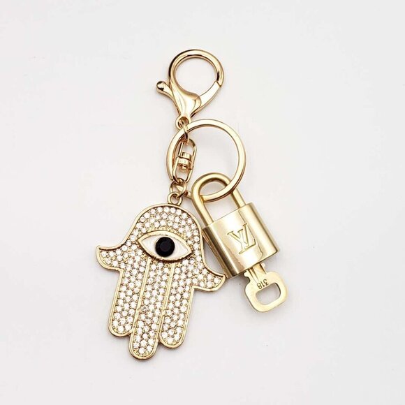 100% Auth Louis Vuitton Lock & Key with unbranded Bagcharm, Keycharm, Keychain - Picture 1 of 6